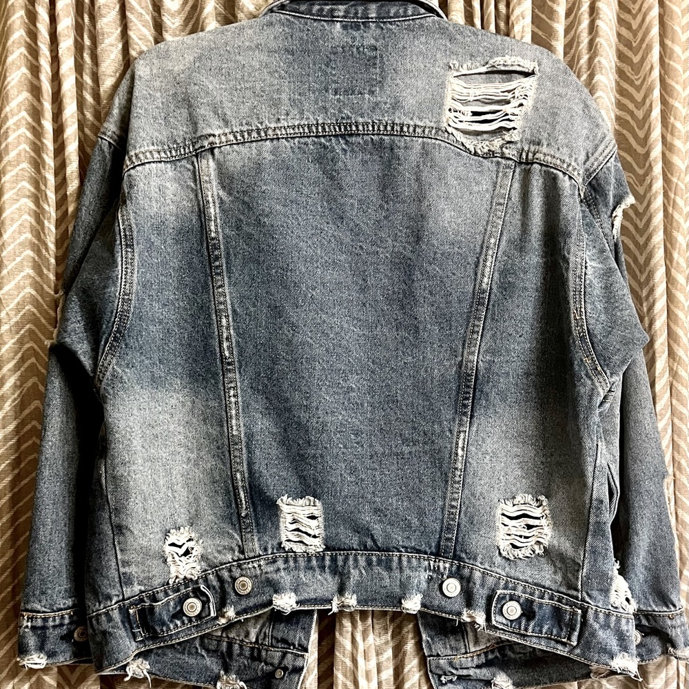 Iris Basic Destroyed Denim Jacket Size S/M - image 2